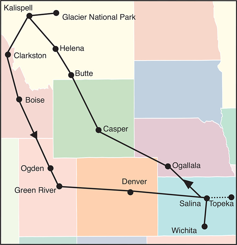 Montana/Idaho Tour Map