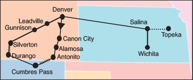 September Colorado Railroads Tour Map