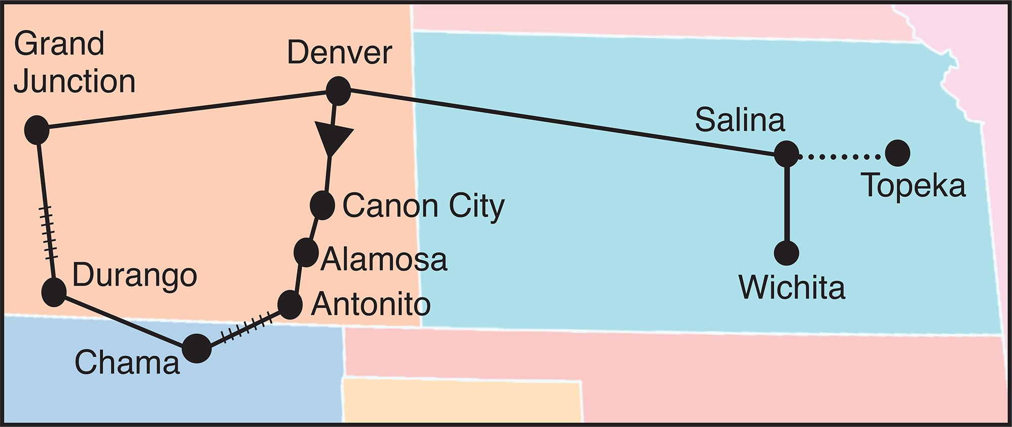 Scenic Colorado Railroads Tour Map